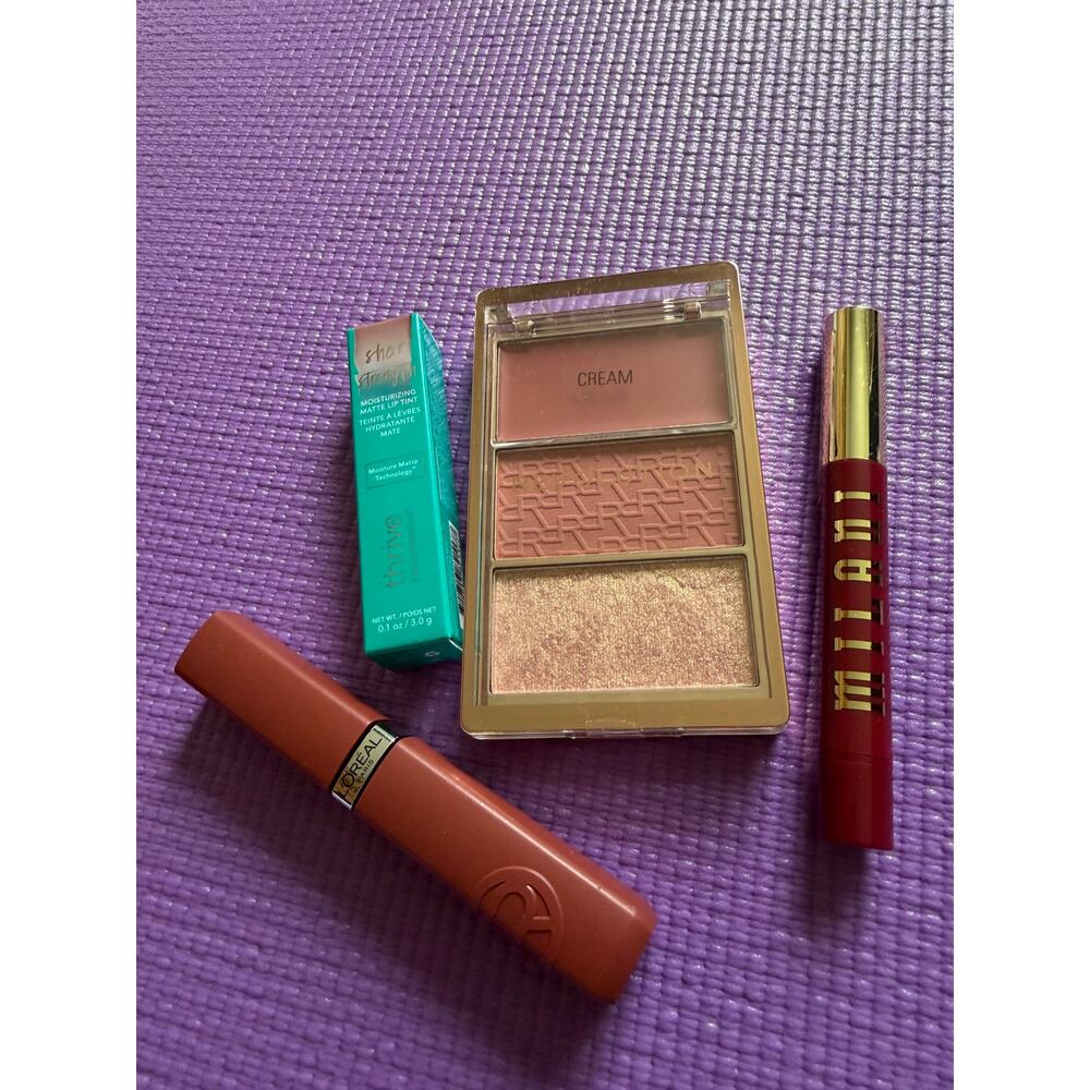 New Makeup Lot Thrive Cosmetics, Makeup Revolution Blush Milani, Loreal Lipstick